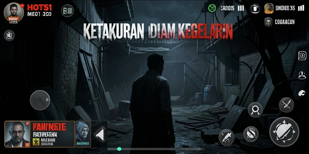 Menampilkan gameplay HOT51 yang penuh ketegangan dan horor.