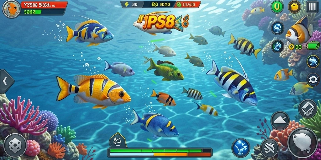 Gameplay seru JPS88 dengan berbagai ikan berwarna-warni.