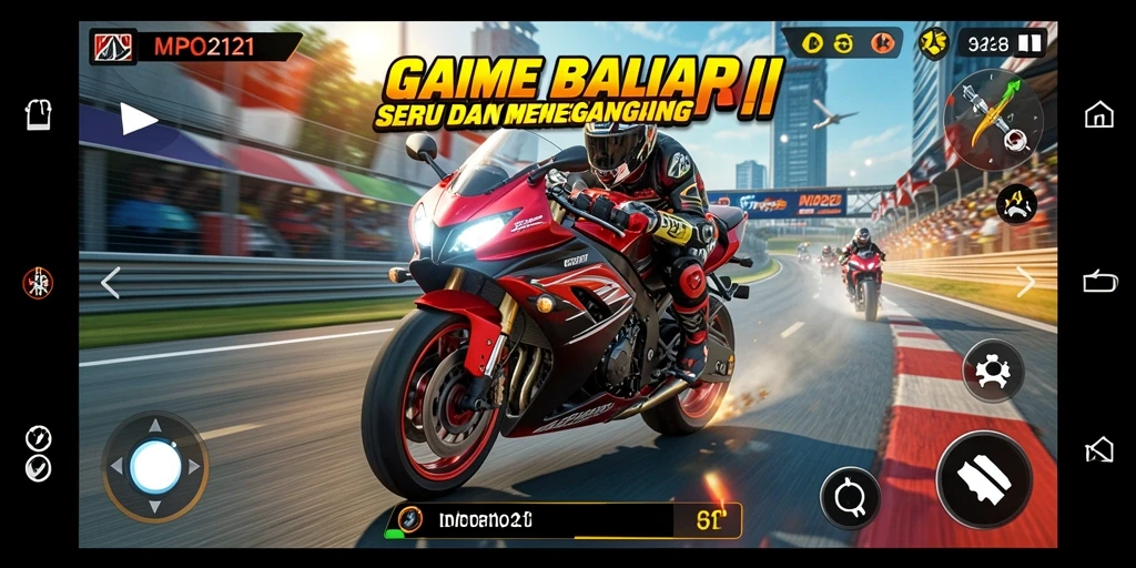 Tampilan menyenangkan dari gameplay balap motor yang menegangkan.