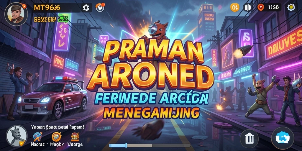 Screenshot utama MT966 menampilkan gameplay Arcade yang seru dan penuh warna.