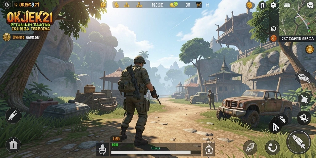Screenshot gameplay OKJEK21 menampilkan petualangan seru di dunia terbuka.